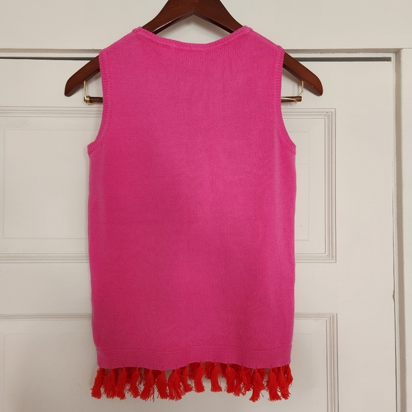 NWOT knitted pink top with red tassles size 2 small cotton - Picture 2 of 5